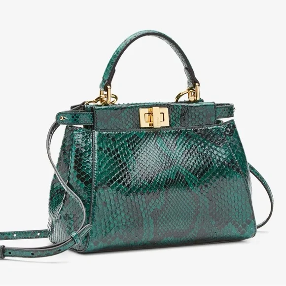 FENDI Peekaboo Mini Green python bag - Picture 2 of 16